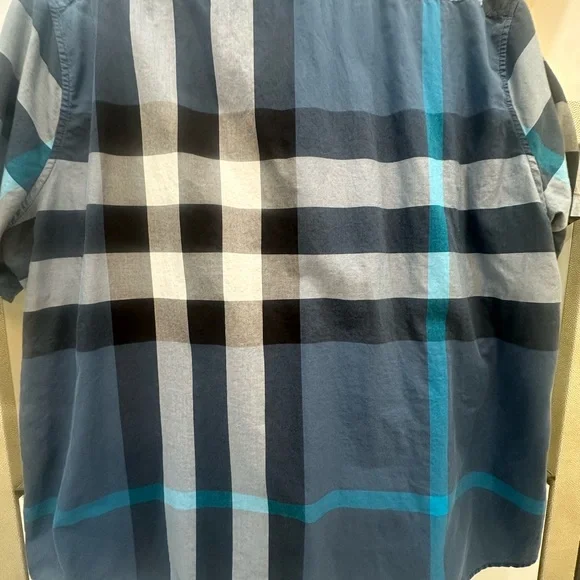 Burberry Blue and Black Plaid Button Down Shirt Size XXXL - Picture 7 of 7